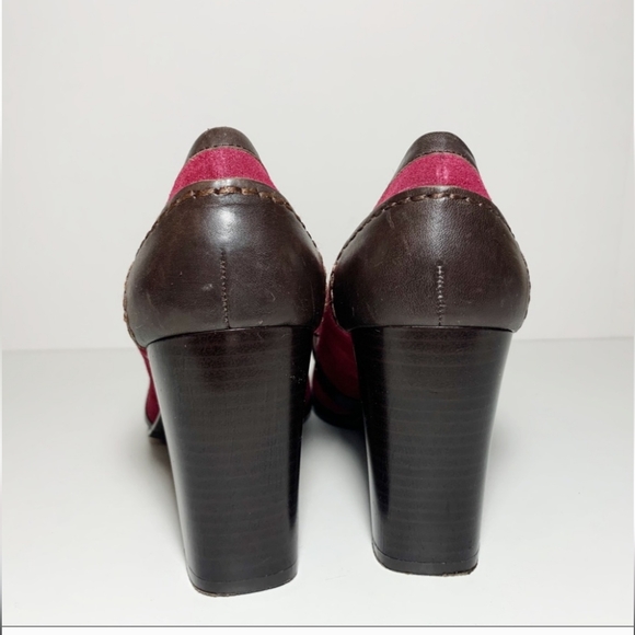 HILFIGER GIRL Burgundy Suede Beaded Loafer Heels 9.5 - Picture 4 of 8